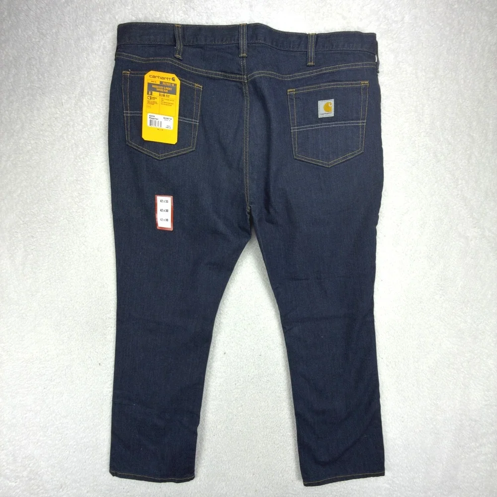 Carhartt Rugged Flex Slim Fit Tapered Leg Jeans Mens 42x30 Dark Wash BD2807-M